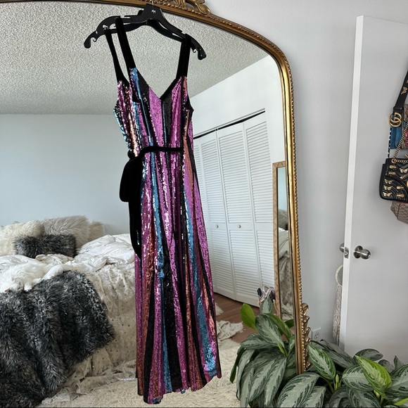 Zara Sequin Velvet MIDI Tie Dress - Small - Picture 2 of 9